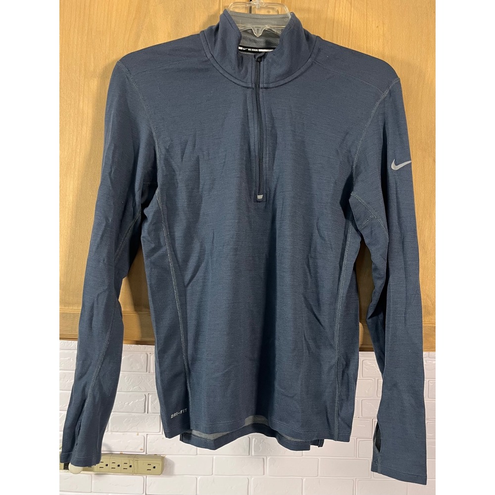 Nike Dri-FIT Running Pullover Mens Size Medium Blue 1/2 Zip Long Sleeve Top